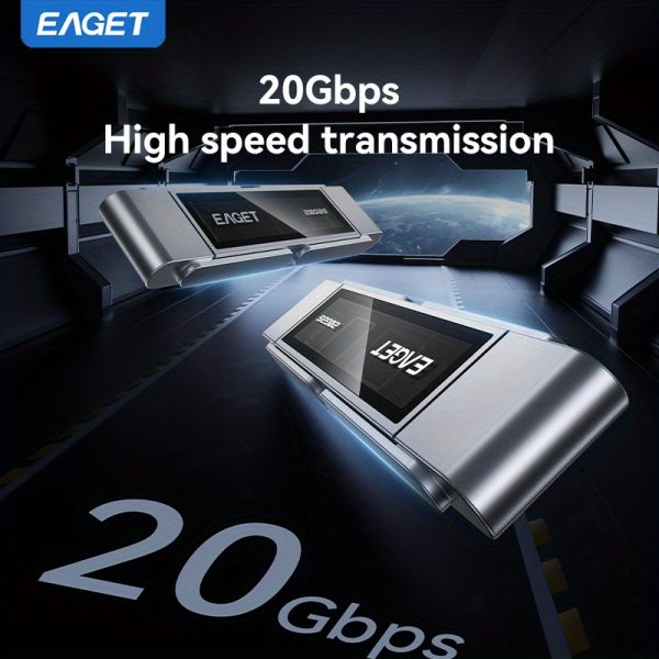 1pc EAGET Dual-Interface 20Gbps Super Speed USB Flash Drive (USB 3.2 Gen2x2 & Type-C) Premium Transparent Shell Design Delivers Uncompromising Performance for Professionals 512Gu002F 1000G in Available