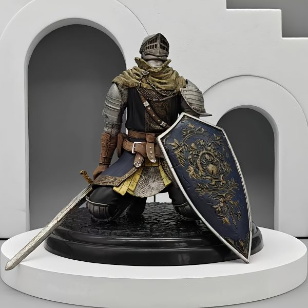 1pc Fantasy Knight PVC Figure - High-Detail Armor with Metallic Luster, Kneeling Pose Desktop Display Model - A Perfect Gift for Gamers and Collectors, featuring Gorgeous Patterns and Exquisite Design