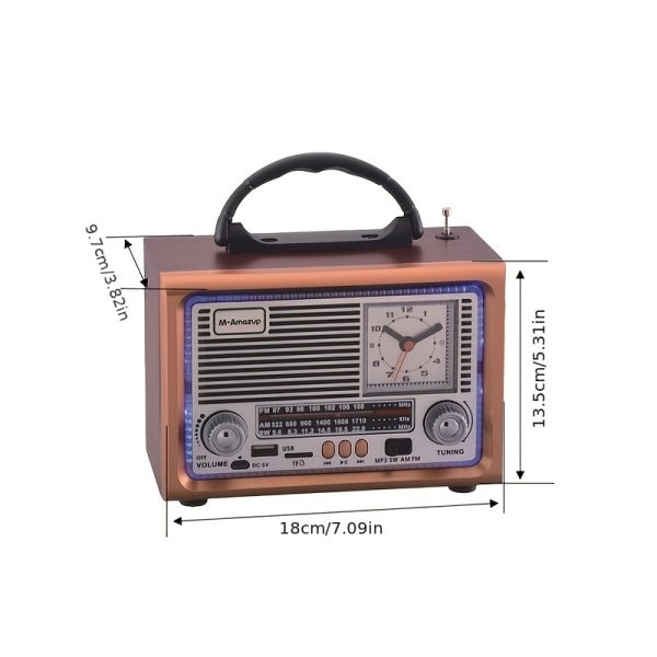 Retro-Style Wireless Speaker, Portable Speaker, USB Player, TF Card Player, Stereo Speakers, Rechargeable Battery Portable Speaker, AMu002FFMu002FSW Three-Band Radio, Clock Display, LED Light Radio, Wood Grain Portable Speaker, Outdoor Speaker, MP3 Player, Radio.