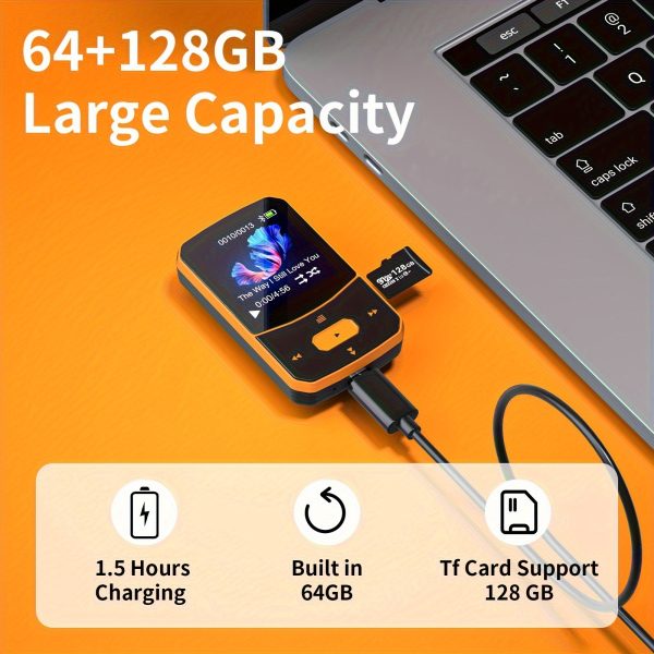 64GB MP3 Player with Wireless 5.3, Sport Mini Design with Clip, 1.5
