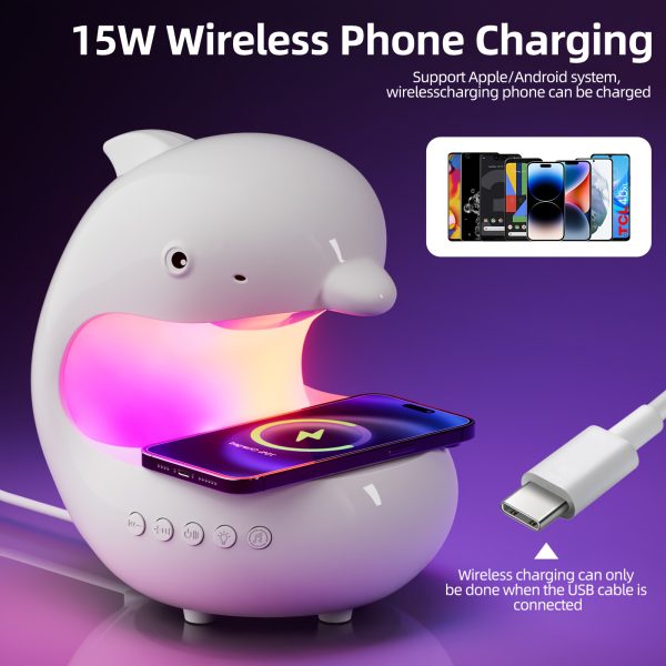 Multifunctional Wireless Charger RGB Colorful Music Rhythm Wireless LED Speaker - Fast Charging and Ambient Night Light, Perfect Gift for Family Lightweight Quick Charge - Ideal Bedroom Ambient Table Lamp