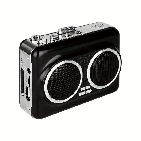 RAKNIBACH Dual Speaker Cassette Player with USB Recording, Built-in Speakers, Vintage Design, USBu002FBattery Powered, Compatible with Cassette Tapes - for Home, Office, Parties - No Battery Included, Home Entertainment, Sleek Design, Premium Finish, Music Lovers, Retro
