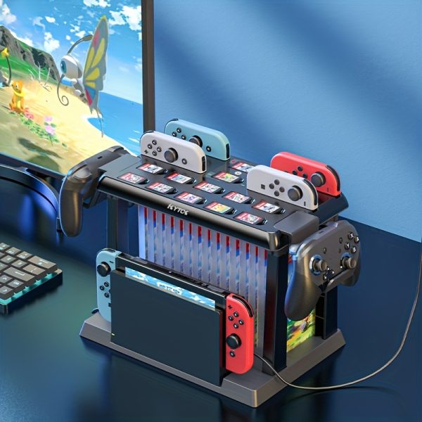 For Switch Handle Multifunctional Accessories Kit Storage with Card Slot and Charging Bracket for Game CD Cassette