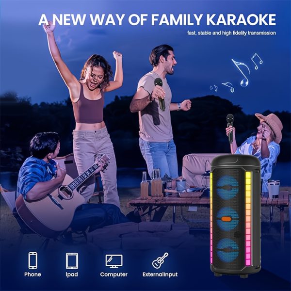 Portable Wireless Speaker with Three Drivers and Subwoofer, Exceptional Sound Quality, Built-in RGB Colorful Lights Sync to Music for a Full Atmosphere. Highly Compatible via USB & TF Card Connectivity or Pairing Phoneu002FTablet Devices