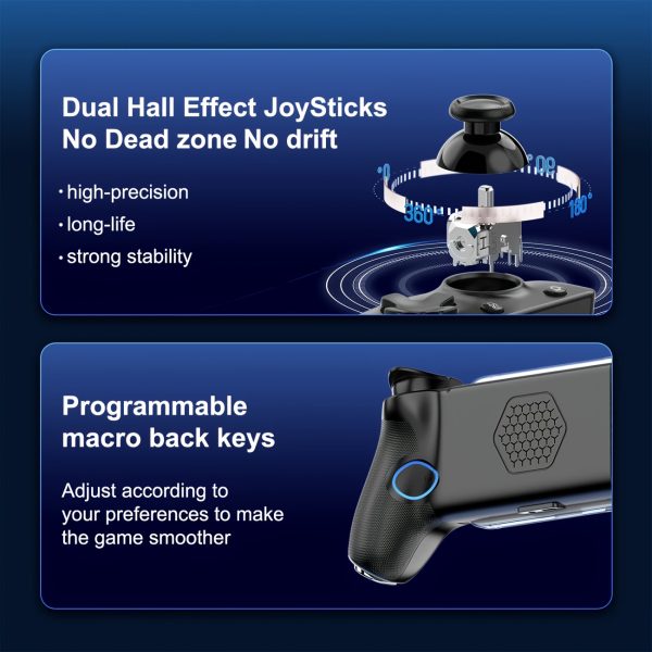 2025 New Pure Black Type-C Stretching Game Controller, Suitable for IOS (MFI)u002FAndroidu002FHongmengu002FSWITCHu002FPC, Supports PS, Xbox, Steam Streaming; Dual Mode Connection; Dual Hall Joysticks; Hall Trigger; Macro Recording Programming Back Buttons; Extra Large Stretch Size, Compatible with Mainstream Mobile Phones; Perfect for Gamers