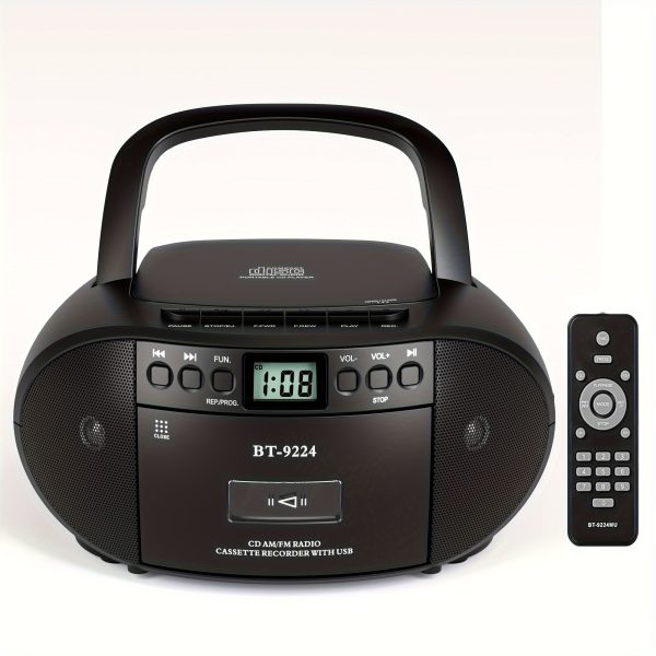 Portable CD Player M-Amazup Multifunctional CD Player | Wireless Audio, Portable Sound System, USB Playback, Headphone Jack, Remote Control, AMu002FFM Radio, Cassette Tape Playback, A-B Repeat, Recording, MP3 Player - 110V-130V US Plug, Stereo Dual Speakers