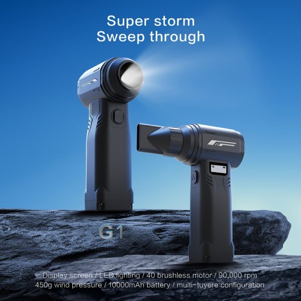 450g Super Strong Wind Pressure 9-Speed Jet Fan - 90, 000 RPM, Rechargeable, 10, 000mAh Large Capacity Battery, Brushless Motor, Portable Handheld Design with Type-C Fast Charging and Power Display, 4 Replaceable Nozzles - Perfect for Car, Home, Computer, Keyboard Cleaning, LCD Screen and LED Light