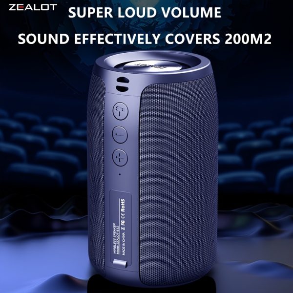 ZEALOT S32 Wireless Wireless Speaker with Dual Pairing, 10H Playtime, 1800mAh Battery, Booming Bass & Stereo Sound, USB-C Charging, Compact Portable Design for Homeu002FOfficeu002FTravel, Home Audio, Modern Audio Gear, Durable Audio Device, Office Speaker, Sleek Audio Gear, Highquality Audio, Music Lovers
