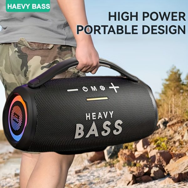 HEAVY BASS 30W Wireless Speaker with Subwoofer, USB-C Charging, Wireless, Built-in Mic, Portable PA System for Home Theater, Camping, Parties - Compatible with PC, Tablet, Smartphone, USB Drive - Ideal for DJs, Presentations, Gaming - Black, Party Sound System, Stylish Audio Gear, Premium Finish, Bass Boost, Party Hosts, Subwoofer For Car, Car Subwoofer, Car Speaker, Mini Speaker