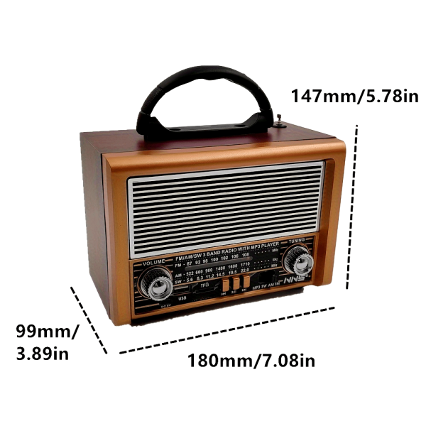 Vintage Retro Radio Speaker Retro Radio & Wireless Speaker Combo - Vintage-Style AMu002FFMu002FSW, TWS 5.0, USB Rechargeable Battery, TFu002FUSB Playback - Perfect Gift Idea