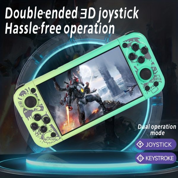 This Portable Handheld Gaming Console Features a 5-Inch IPS Full-Fit HD Screen, Supports Various Emulator Modes, And Comes in Four Color Options. It Has a Classic Horizontal Design, a Rechargeable Battery, Is Compact And Portable, Charges Via USB