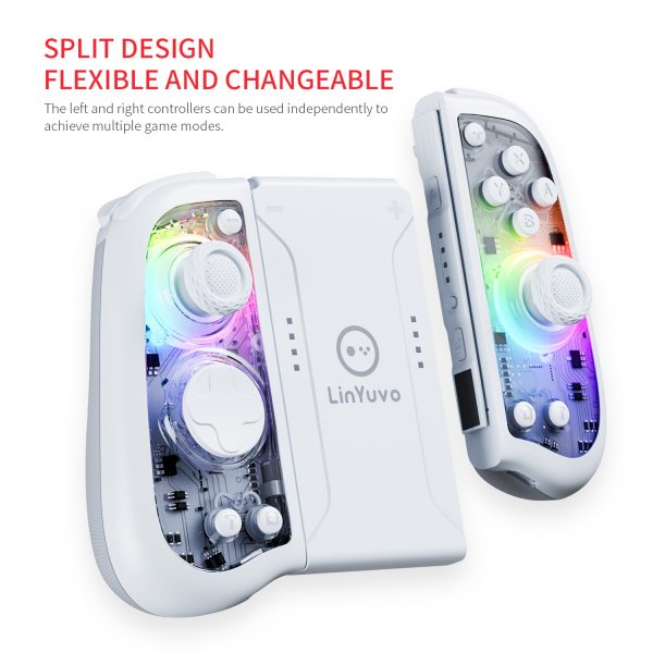 LinYuvo KS51 Joycon for Nintendo Switchu002FOLED with Hall Effect Portable Splitable Wireless Controller Macro 7 RGB colors GamePad, Handheld Gaming, Console Controller, Splitable Design, Compact Controller, Lightweight Controller, Responsive Controls
