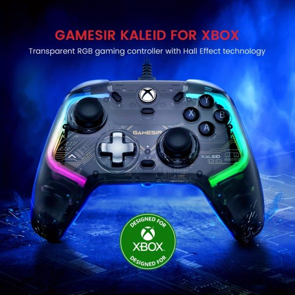 GameSir Kaleid Transparent Wired Controller for Xbox Series X|S, Xbox One & Windows 10u002F11, Plug and Play Gaming Gamepad with Hall Effect Joysticksu002FHall Trigger, 3.5mm Audio Jack, RGB Lights