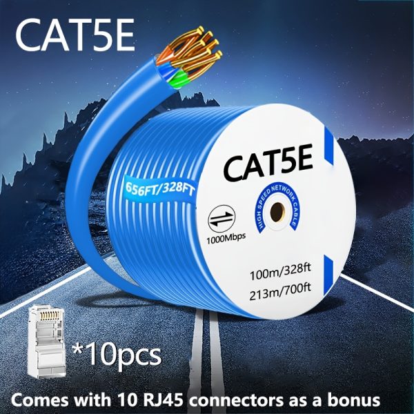 213mu002F700ft - CAT5. E Ethernet cable, long size Cat5. e Ethernet cable, with 10 RJ45 connectors, 1000Mbps transmission speed, suitable for network environment layout in homes, offices, internet cafes, etc. Cat5.E - 100mu002F328ft, 213mu002F700ft